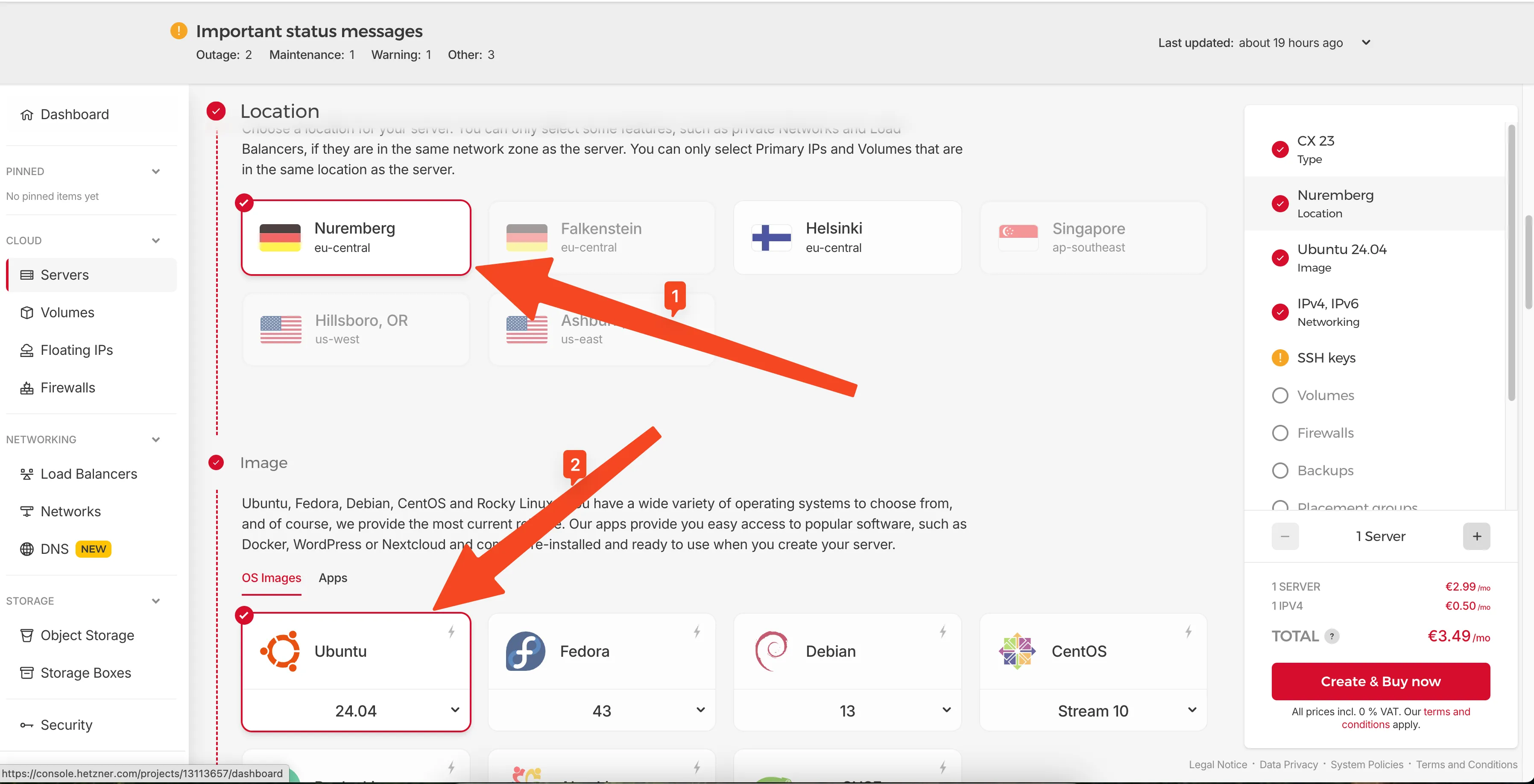 Select Location and Ubuntu